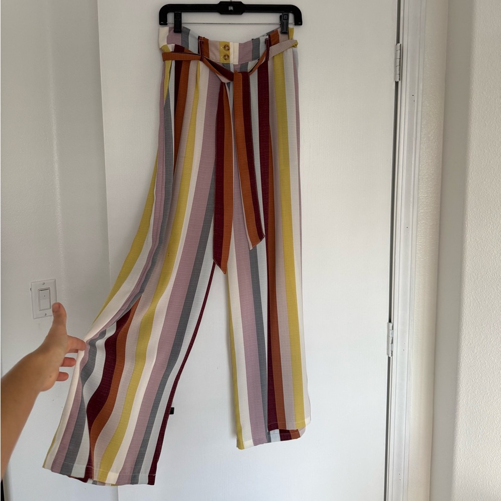 Garnet Hill Striped Multicolor Wide-Leg Trousers